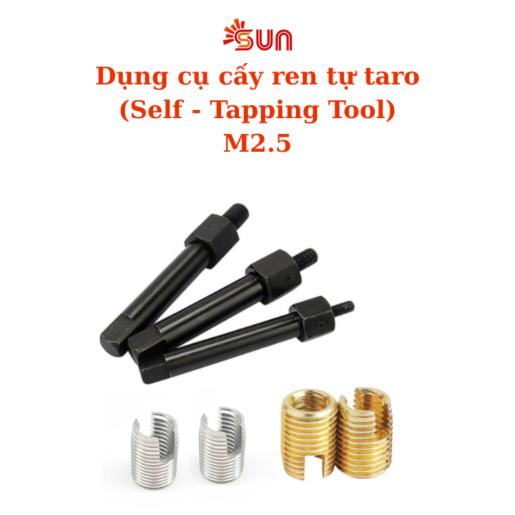 Dụng cụ cấy ren tự taro M2.5 | Tool lắp ren cấy đặc rãnh M2.5 | Self-tapping Insert Tool M2.5, ảnh t