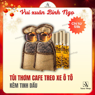  Túi Thơm Cafe Treo Xe Ô Tô Xe Hơi – Kèm Chai Tinh Dầu Cà Phê Khử Mùi | Túi Thơm Treo Xe Nước Hoa Ô Tô Phụ Kiện Thơm 