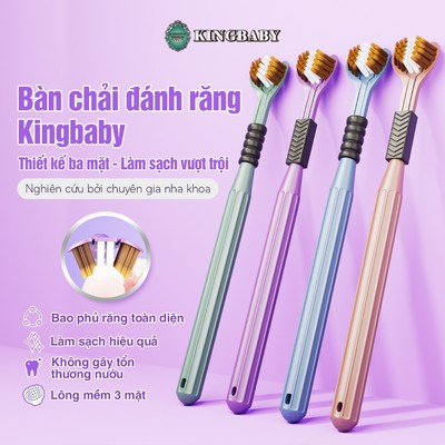Bàn Chải Đánh Răng KINGBABY 3 Mặt – Đầu Chữ U Ôm Sát Răng – Lông Than Hoạt Tính 0.01mm – Sạch Gấp 3 Lần, Có Vệ Sinh Lưỡi