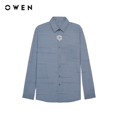 Owen - Áo sơ mi dài tay Regular Fit AR256046DT màu Xanh đậm chất liệu Knit cao cấp
