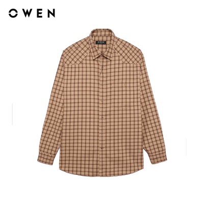 Owen - Áo sơ mi dài tay J-Form AJ255052DT màu Nâu chất liệu Cafe charcoal