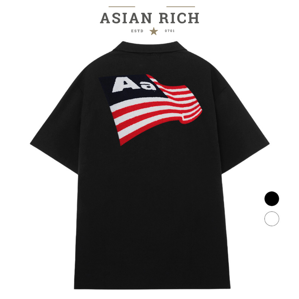 Áo Thun Có Cổ Polo Asian Rich Premium Tee Aastu Aa Flag Wave Graphic