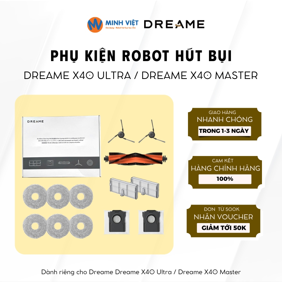 Bộ Phụ Kiện Dreame X40 Ultra/ Dreame X40 Master - Cam Kết Hàng Chính Hãng 100% - Phụ Kiện Minh Việt