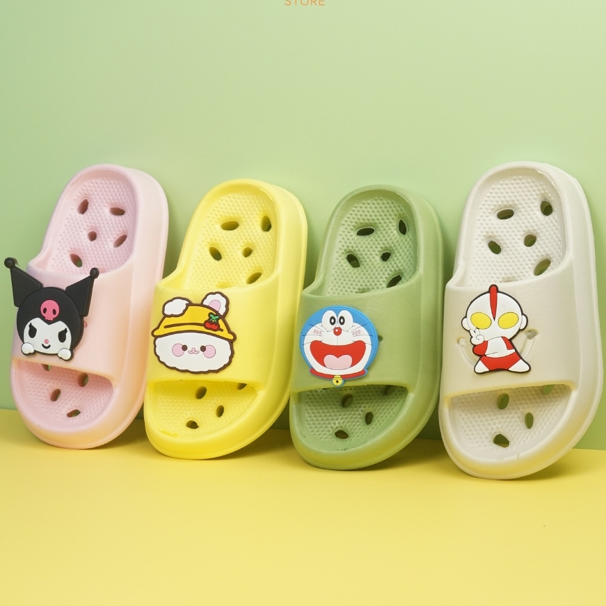 Dép đi trong nhà cho bé gái bé trai trẻ em Dép đi nhà tắm nhà vệ sinh có lỗ thoát nước nhẹ êm KA13