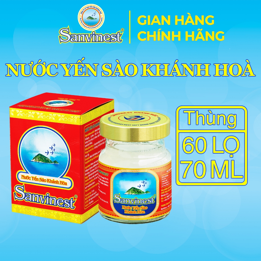 [Thùng 60 lọ] Nước Yến sào Sanvinest Khánh Hòa đóng lọ 70ml