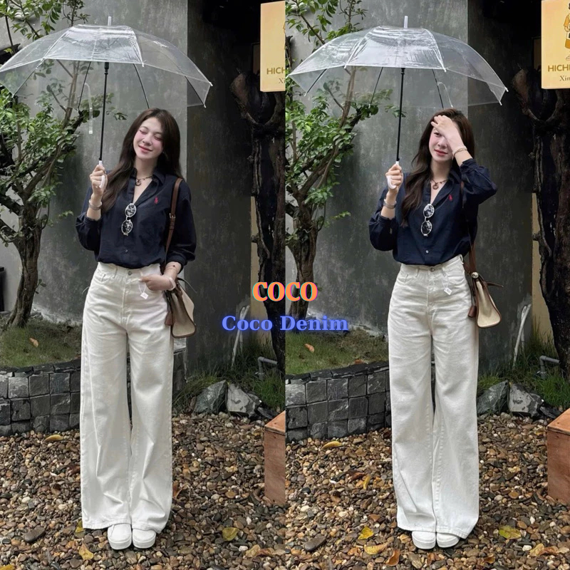 [ ĐỌC KỸ MÔ TẢ ] Quần jean TRẮNG ỐNG SUÔNG  form rộng dài chùm phủ chân Hàn Quốc OLDSCHOOL Q7767 Sam