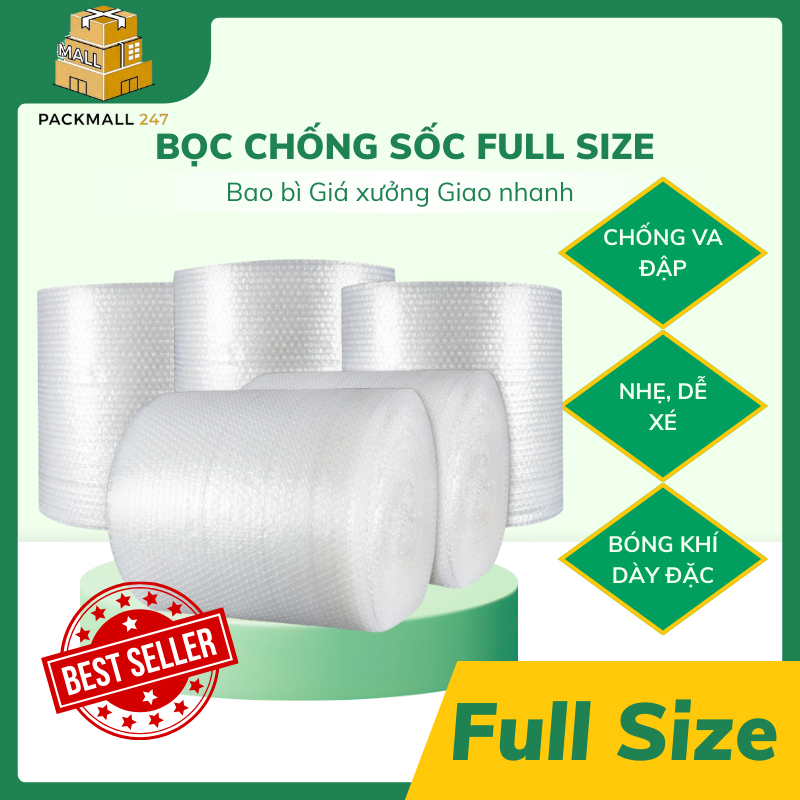 Cuộn Xốp Chống Sốc Bọc Hàng 10m-100m, Xốp Khí Đóng Hàng Bảo Vệ Hàng Hóa Giá Rẻ - Packmall247