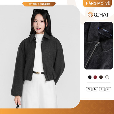 Áo Khoác Nữ 𝐂𝐂𝐇𝐀𝐓 Dạ Bomer Label Chất Liệu Cao Cấp Sang Trọng 25KHZ2005ST