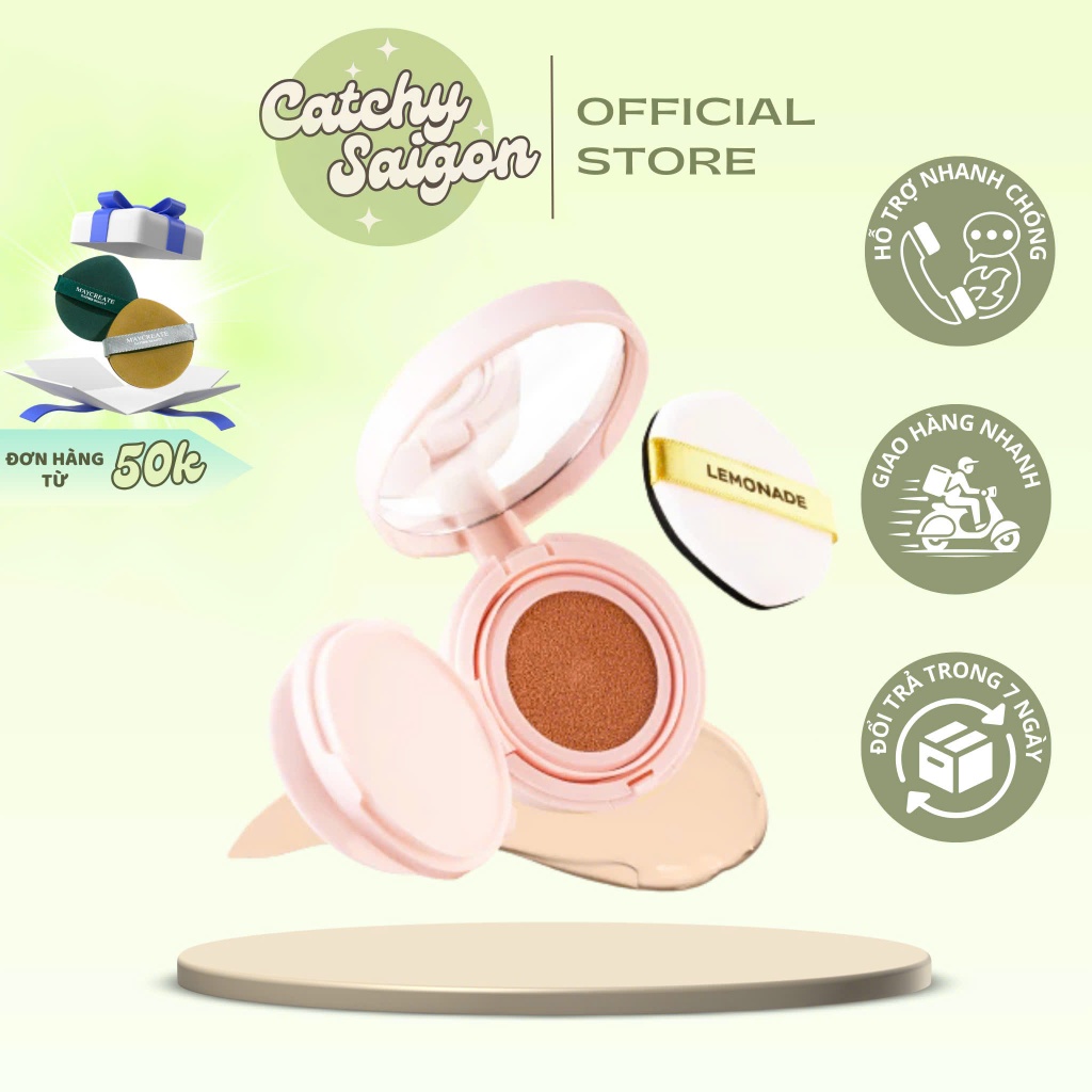 [LEMONADE] Cushion/ Phấn Nước Lemonade Chống Nắng SPF 50+ PA+++ Kiềm Dầu Vỏ Hồng, 15g