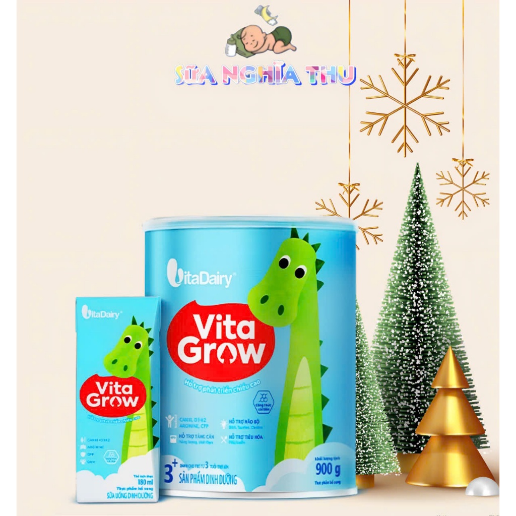 (Mẫu Mới)Vitadairy - Sữa bột Vita Grow 1+3+ 900gr (date mới mã QR tích xu trên app)