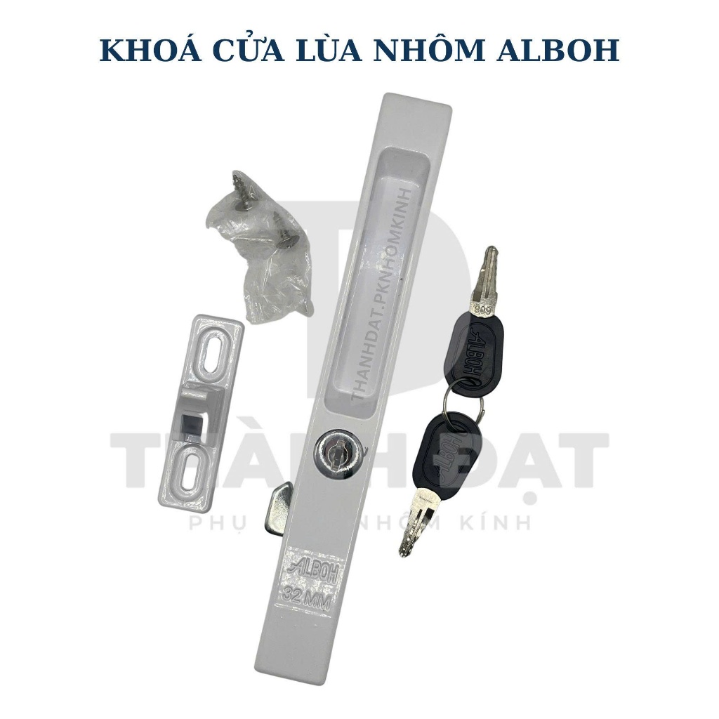 Khóa âm cửa lùa Alboh chính hãng (Chọn màu Trắng sữa, Bạc, Xám Xingfa)
