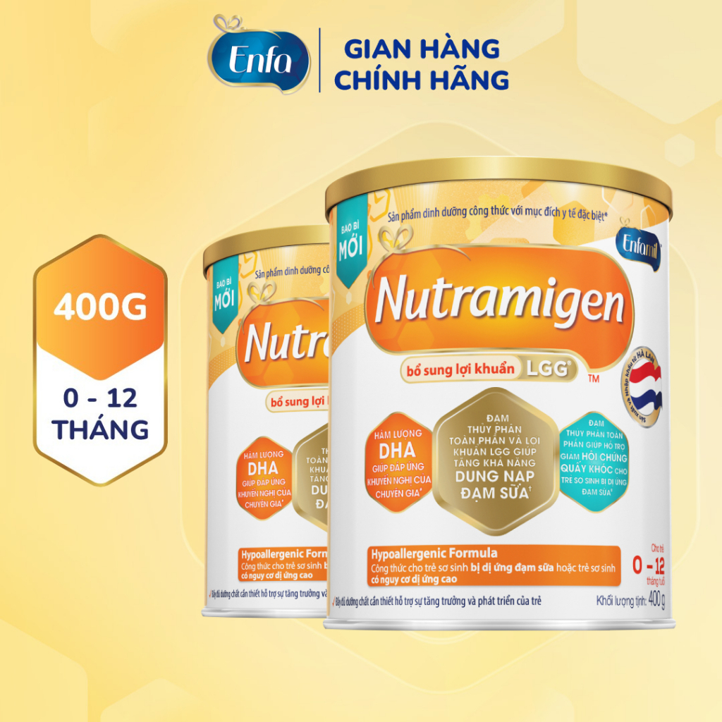 Bộ 2 lon sữa bột Enfamil Nutramigen LGG - Sữa Cho Trẻ Dị Ứng Đạm Sữa Bò - 400g