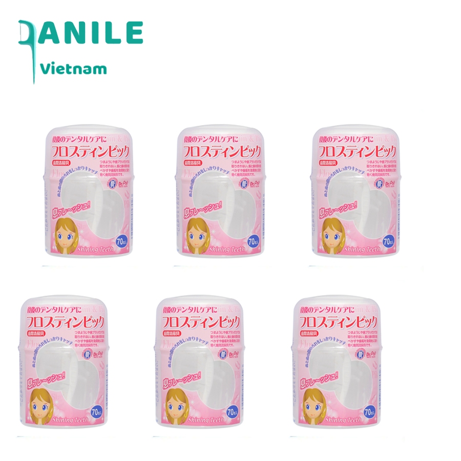 Combo 6 Tăm chỉ kẽ răng 70P (hồng) Okamura