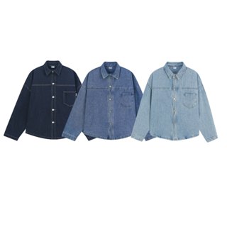  Áo Khoác Jean Chỉ Nổi DINOMAN Dài Tay Cúc Cài Denim Mềm Cao Cấp Đứng Form Trẻ Trung Năng Động SM023 