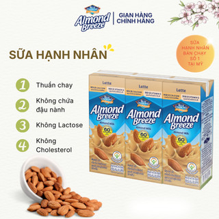  Sữa Hạt Hạnh Nhân Almond Breeze Vị Latte Blue Diamond – Lốc 3 Hộp x 180ml 
