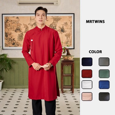 (Không Kèm Theo Quần) Áo Dài Nam Ngũ Thân Truyền Thống Form Rộng Cúc Bọc Thương Hiệu Mr Twins