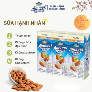 Sữa hạt hạnh nhân almond breeze vị vanilla blue diamond – lốc 3 hộp x 180ml