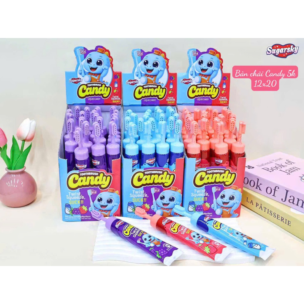 Hộp 20c kẹo mã hình bàn chải candy 5k chữ việt
