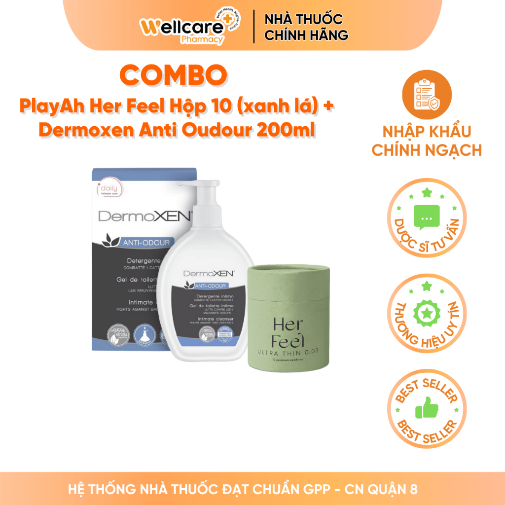 Combo DDVS ANTI-ODOUR 200ml và Playah Her Feel Hộp 10 gói