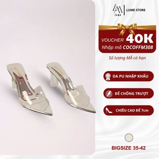  Dép Cao Gót Mũi Nhọn Quai Trong Lume 7cm Da PU Cao Cấp Đế Cao Su Non Chống Trượt Hàng Nhập Khẩu  DÉP QTNB  