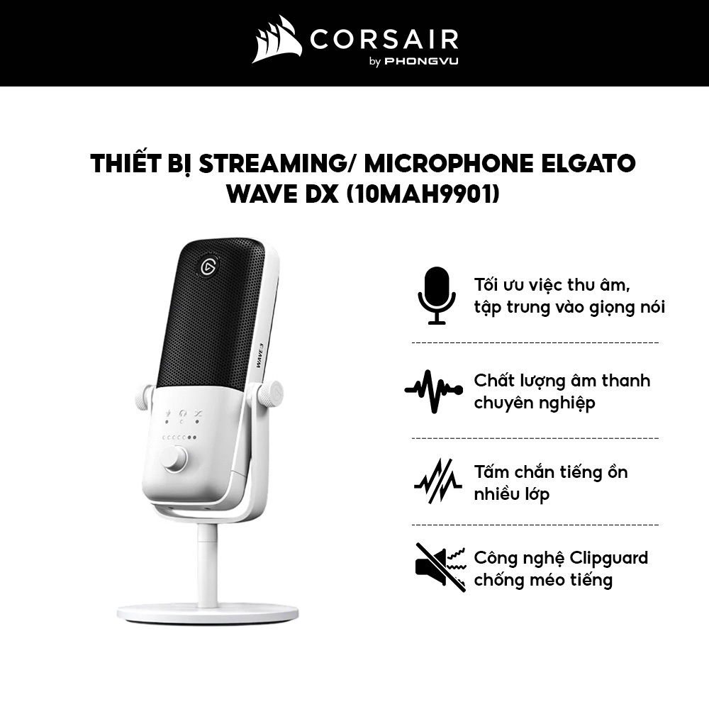 Thiết Bị Streaming / Microphone Elgato Wave 3 - Công Nghệ Clipguard, Kèm Mixer Wave Link