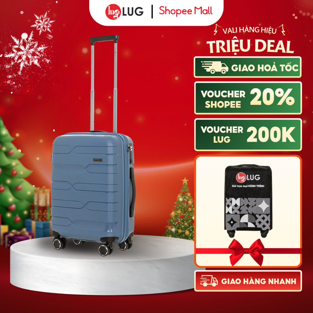   ĐỘC QUYỀN  Vali Du Lịch LUG Lusetti LS802 Size20 Size24 Nhựa PP Chống Bể vỡ - Hạn Chế Trầy Xước - Khóa Số TSA 
