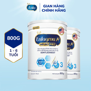 [V] Bộ 2 lon sữa bột Enfagrow A2 Neuropro 3 giúp dễ tiêu hóa, hấp thu cho trẻ từ 1-6 tuổi - 800g/lon