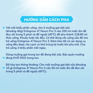 Sữa bột Enfagrow A2 Neuropro 3 800g giúp dễ tiêu hóa, hấp thu cho trẻ từ 1-6 tuổi