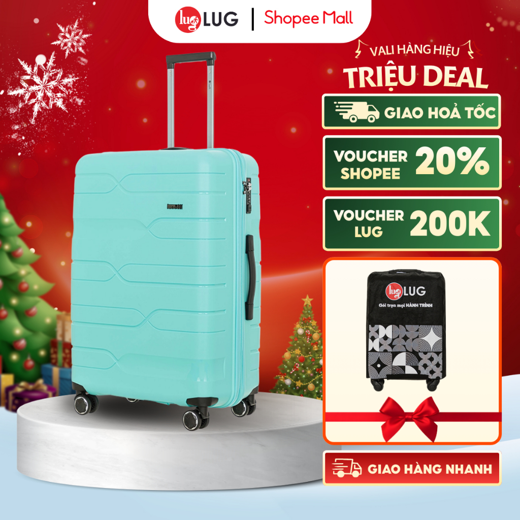   ĐỘC QUYỀN  Vali Kéo LUG Lusetti LS802 Size28 Nhựa PP Chống Bể vỡ - Hạn Chế Trầy Xước - Khóa Số TSA 