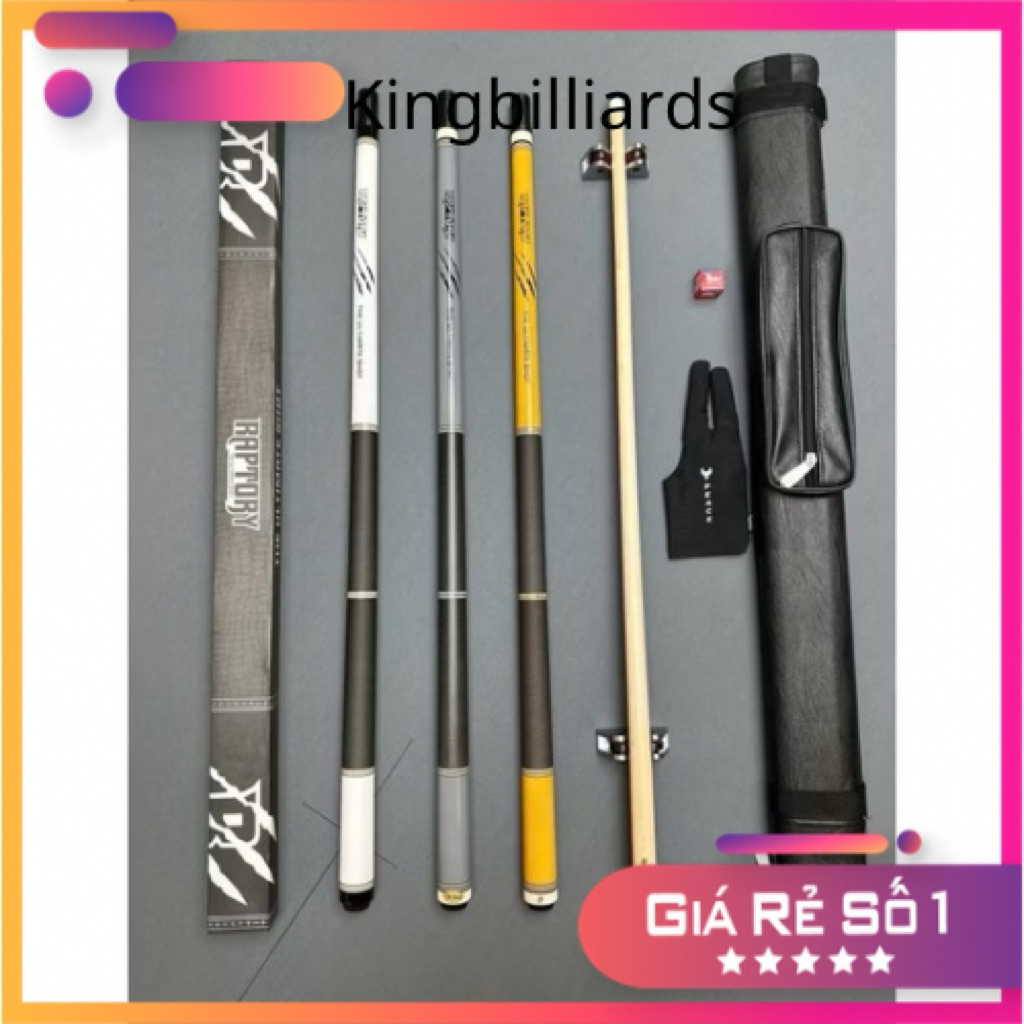 Cơ bida Raptory, Cơ bida lỗ hàng nguyên siu, Tặng kèm bao đựng, Chát để chọn màu cơ