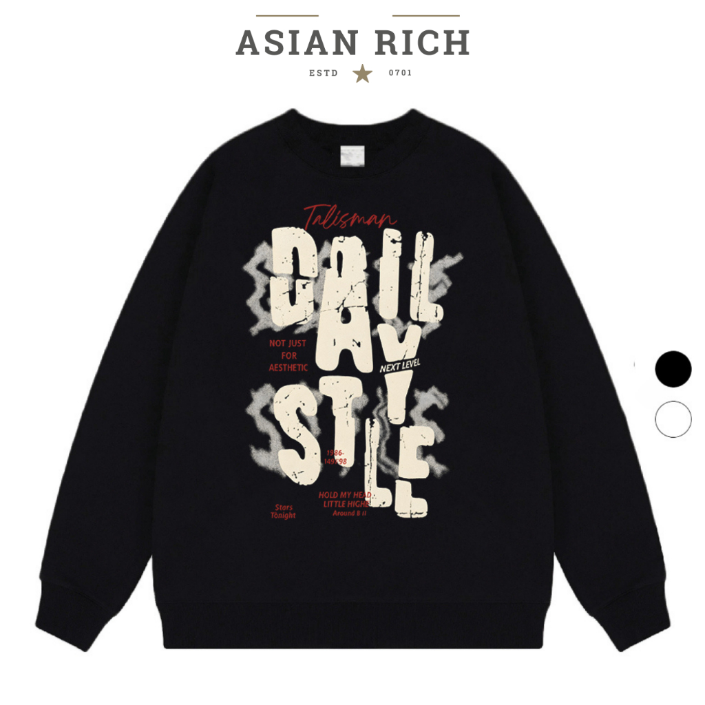 Áo Sweater Asian Rich Premium Nỉ Grunge Daily Style Graphic