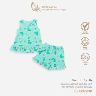 HONEY (1-8Y) Bộ quần áo sát nách bèo chất vải borib thoáng mát, co giãn tốt dành cho bé gái từ 10kg - 25kg