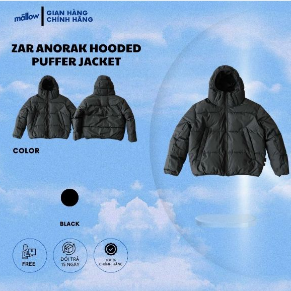 ÁO KHOÁC CÓ MŨ ZAR ANORAK HOODED PUFFER JACKET, CHẤT LIỆU CAO CẤP, MÀU SẮC ĐƠN GIẢN, DỄ PHỐ ĐỒ.