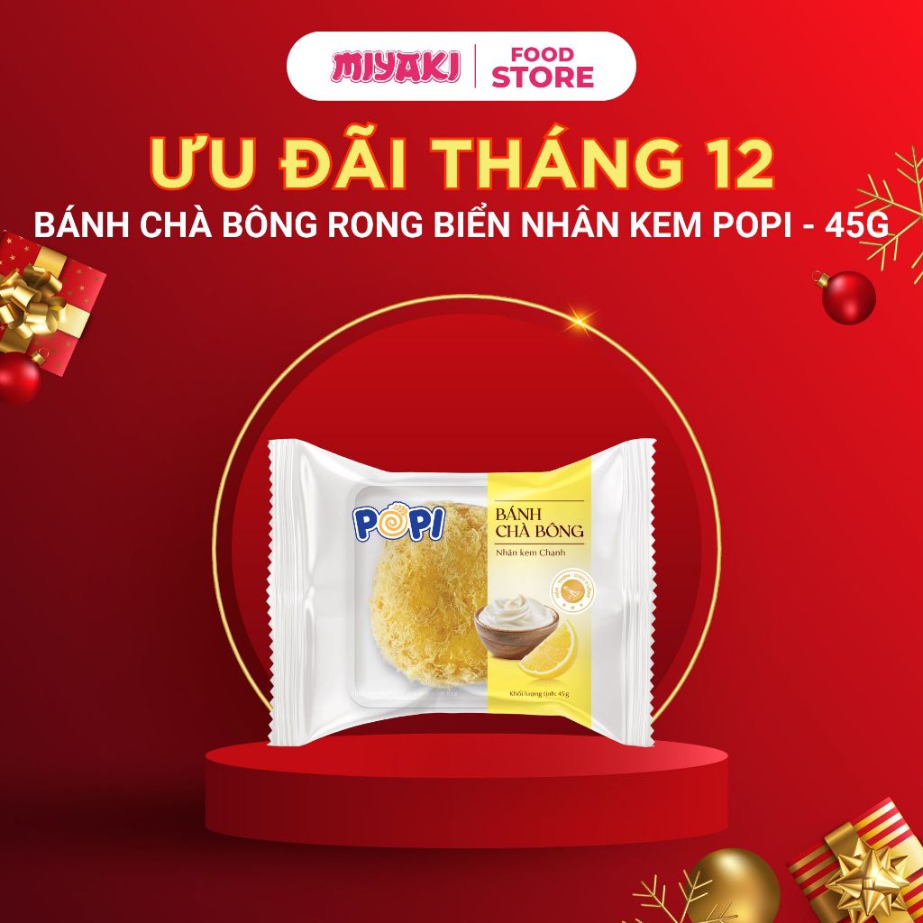 Bánh Chà Bông Popi 45G Kem Chanh / Chà bông Rong Biển Kem Đậu Nành Siêu Mềm - Đẫm Nhân Kem Thơm Ngậy