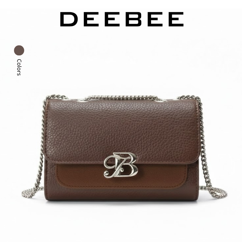 Túi xách nữ DEEBEE D29 da PU vân hạt phối khóa kim loại, túi đeo chéo thanh lịch