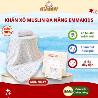  Khăn Tắm Xô Đa Năng Cho Bé Muslin 6 Lớp Emmakids  Kháng Khuẩn Mềm Mại Thấm Hút Kích Thước 105*80 