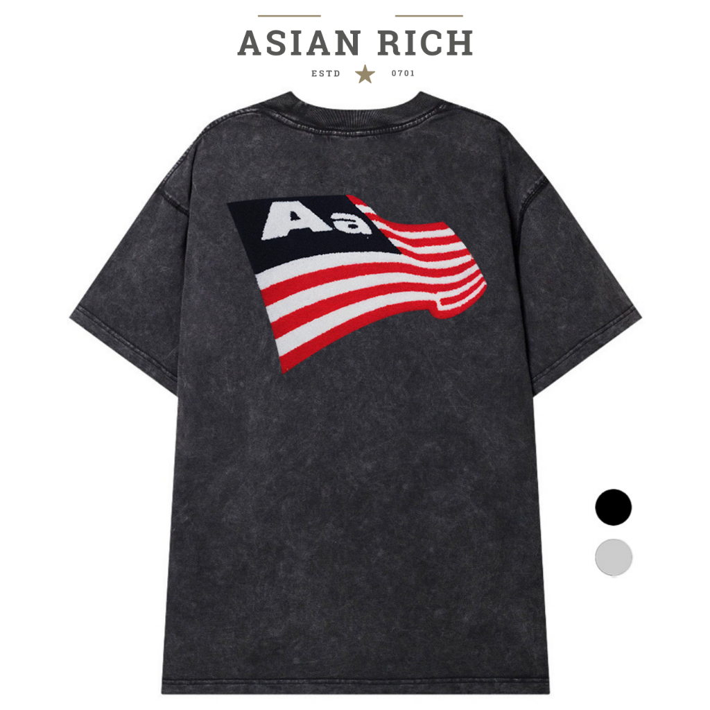 Áo Thun Wash Asian Rich Premium Tee Aastu Aa Flag Wave Graphic