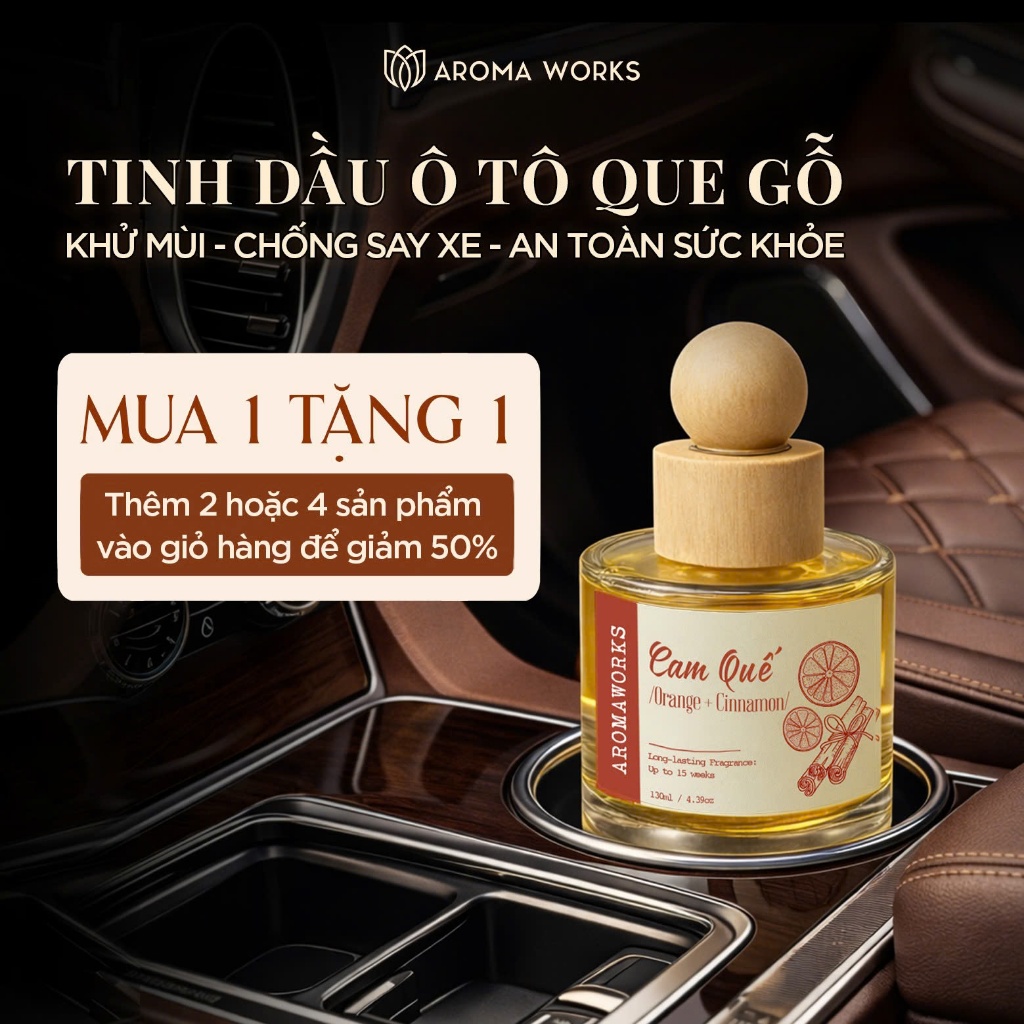 [ MUA 1 TẶNG 1 ] Tinh Dầu Thơm Ô Tô Aroma Works Car Diffuser, Khử mùi thanh lọc không khí