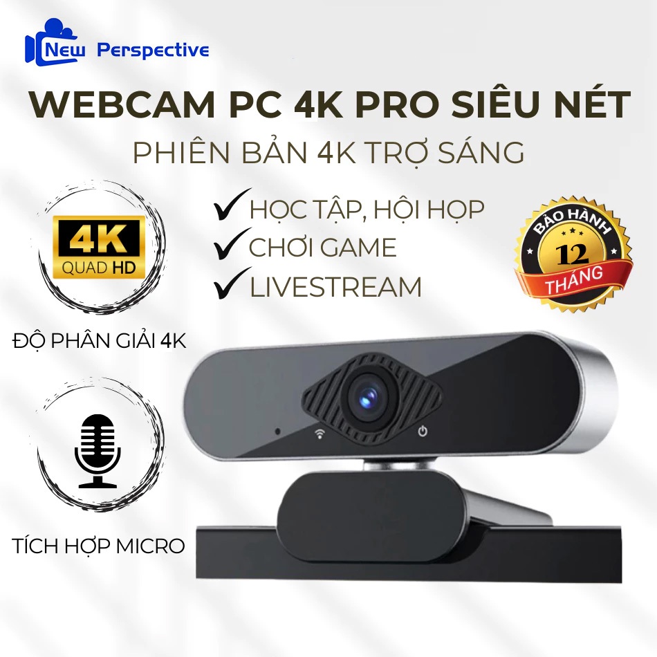 Webcam Máy Tính PC Laptop Độ Phân Giải 4K/2K/1080P Có Mic Camera Trợ Sáng Cực Nét