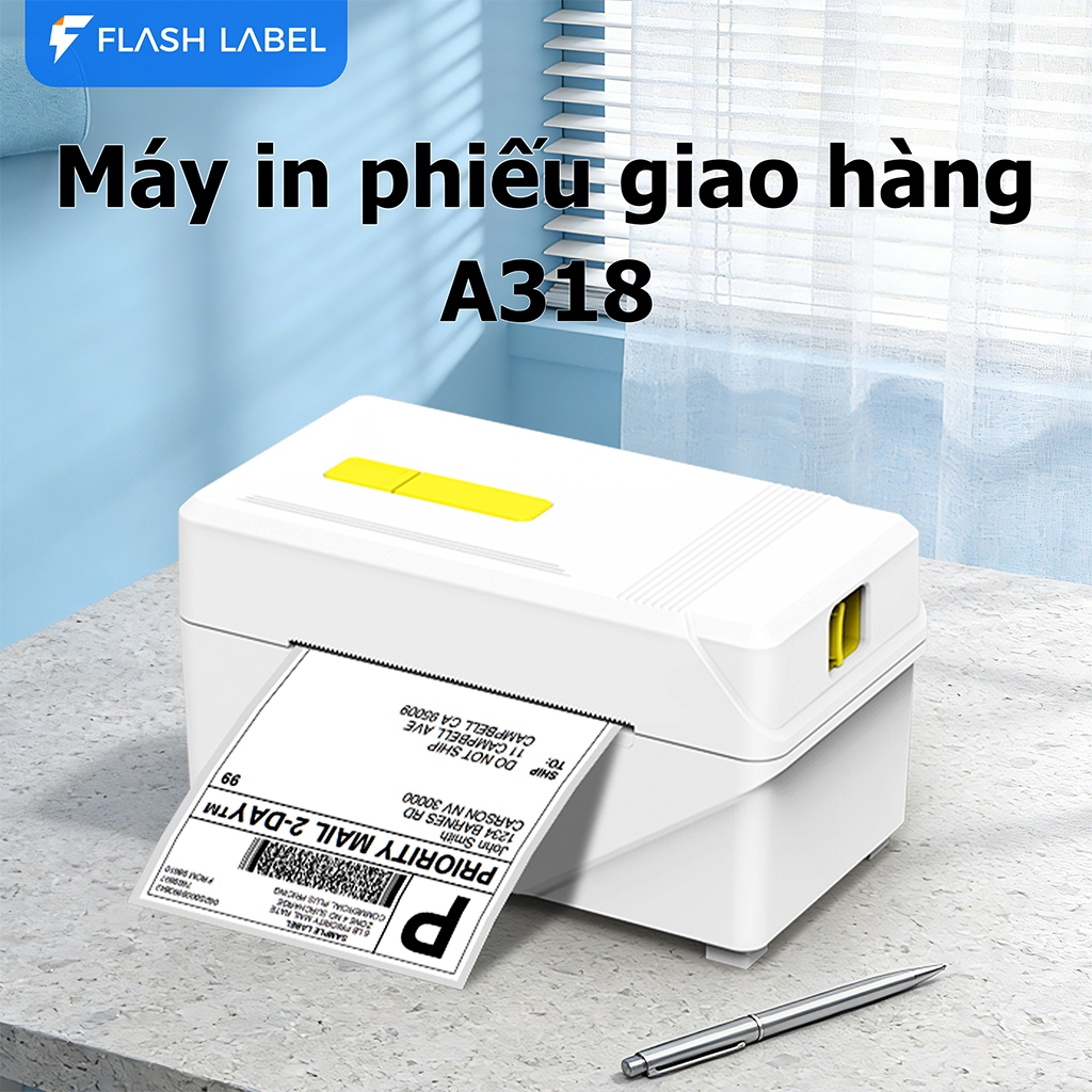 Máy In Đơn Hàng A318BT In Từ Điện Thoại Khổ A7 In Đơn Shopee,Mã Vận Đơn,Phiếu Gửi Hàng, BH 12 Tháng