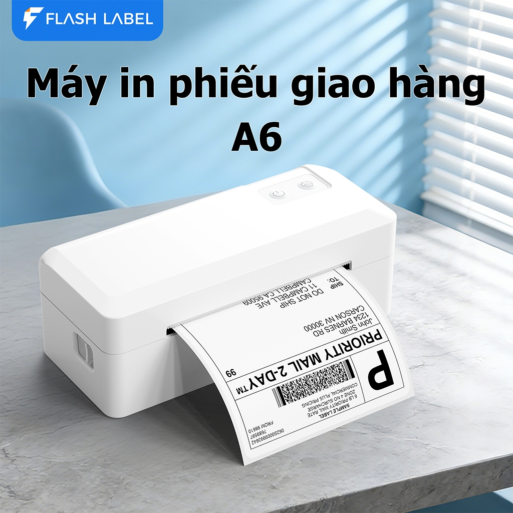 flashlabel Máy In Nhiệt Bluetooth Khổ A6 A7, Mã Vận Đơn BH 12 Tháng, Máy In Đơn Hàng TMĐT Từ Điện Thoại
