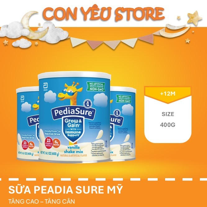 (đi air) Sữa Pediasure Grow & Gain Mỹ bổ sung dinh dưỡng cho bé phát triển toàn diện 400gram