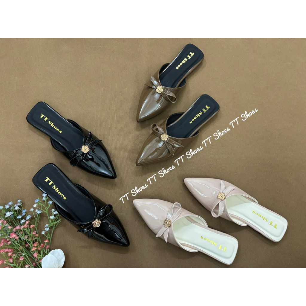 Giày sục xẹp da bóng khoá bông mai TT Shoes sucxepkhbongmai