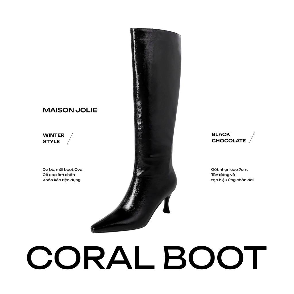 Maison Jolie - 𝐂𝐎𝐑𝐀𝐋 𝐁𝐎𝐎𝐓 – Đôi Boot Cao Gót Da Thật 7cm