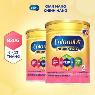 Bộ 2 lon sữa bột Enfamil A+ Neuropro 2  với DHA giúp phát triển não bộ cho trẻ từ 6 –12 tháng tuổi – 830g/lon