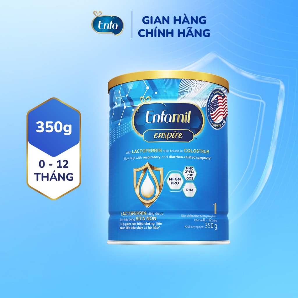 Sữa bột Enfamil Enspire 1 350g hỗ trợ đề kháng với Lactoferrin dành cho trẻ từ 0-12 tháng tuổi