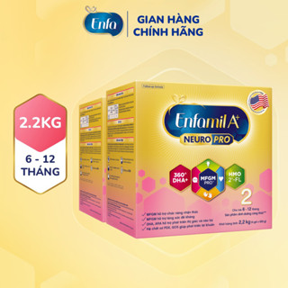 Bộ 2 lon sữa bột Enfamil A+ Neuropro 2 với DHA giúp phát triển não bộ cho trẻ từ 6 –12 tháng tuổi – 2.2kg/ hộp