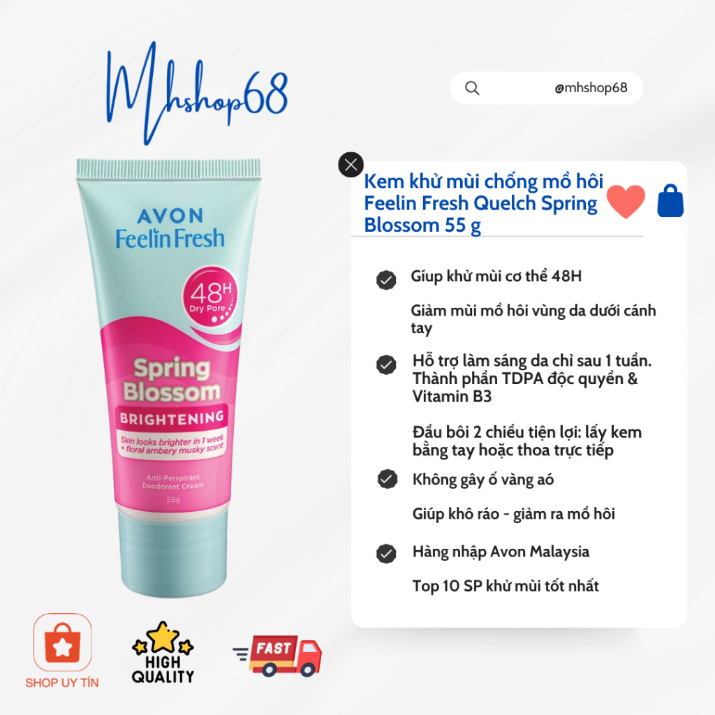 [HSD 07/26] Kem Trắng Nách Fellin Fresh Whitening 4n1 48h Avon