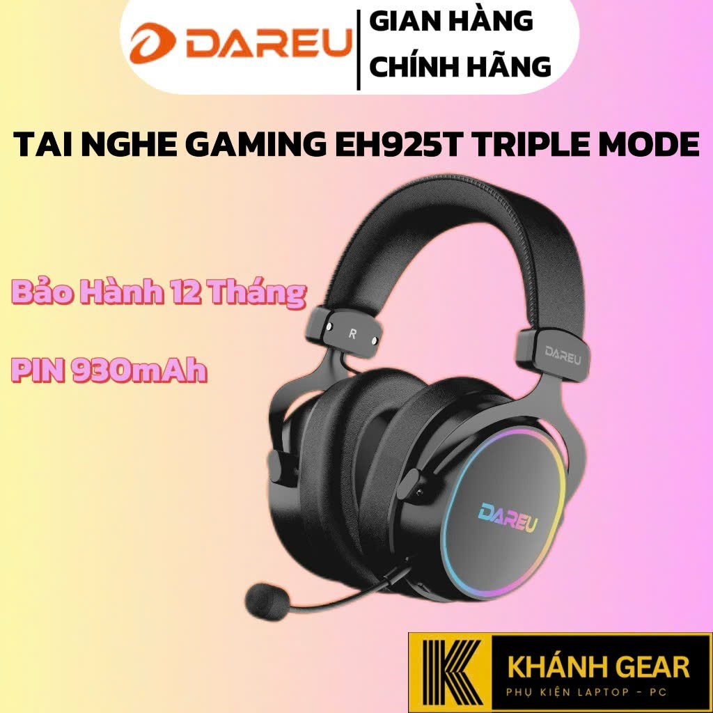 Tai nghe DAREU EH925T Triple Mode - Pin sạc 930mAh (Wireless 2.4Ghz / Bluetooth / Dây USB)