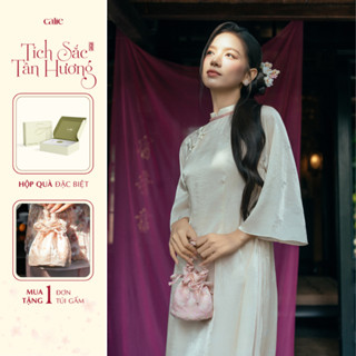   Tích sắc tân hương  Áo dài cổ có lé 2 cúc đồng tâm chất liệu lụa mềm cao cấp thời trang thiết kế Calie AD036 